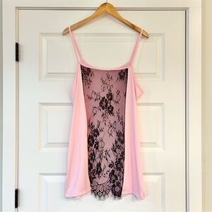 New!! Pink Nightdown with Black Lace Detail
